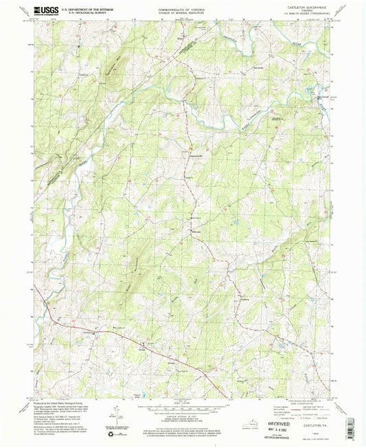 Classic USGS Castleton Virginia 7.5'x7.5' Topo Map Image