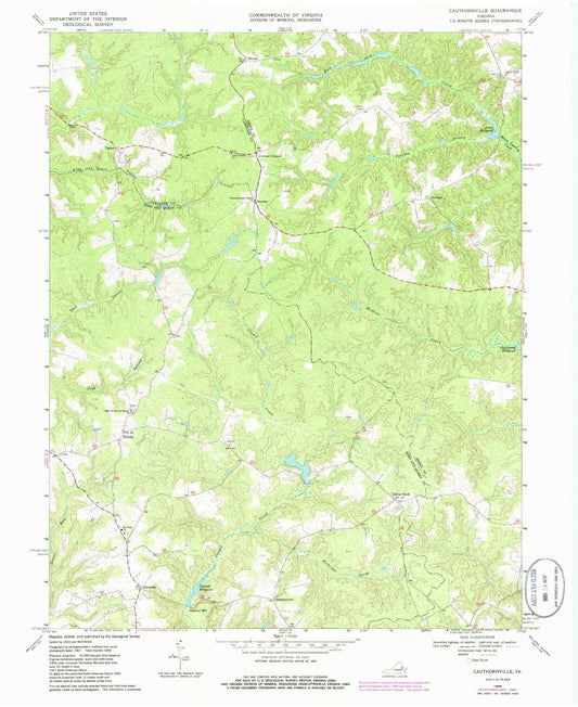 Classic USGS Cauthornville Virginia 7.5'x7.5' Topo Map Image