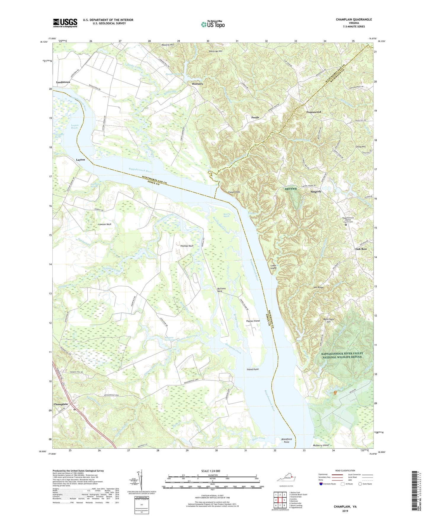 Champlain Virginia US Topo Map Image