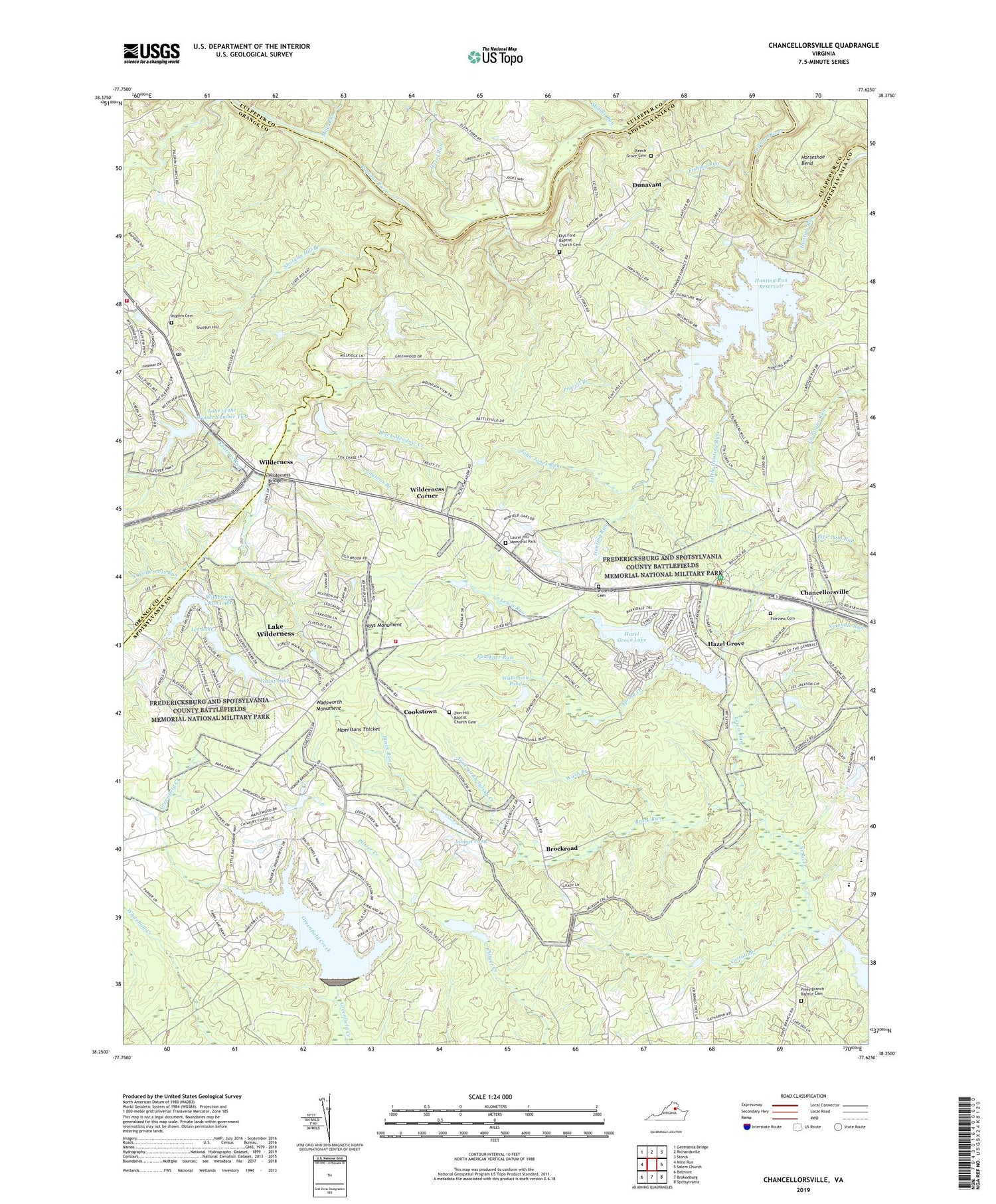 Chancellorsville Virginia US Topo Map Image