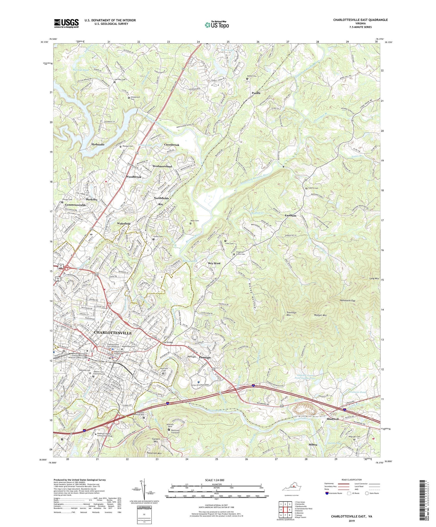 Charlottesville East Virginia US Topo Map Image