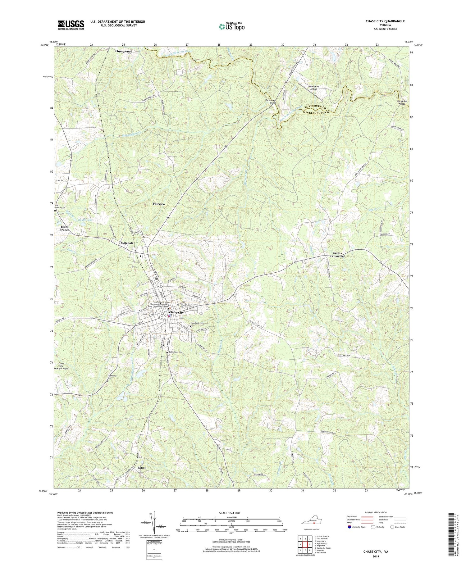 Chase City Virginia US Topo Map Image