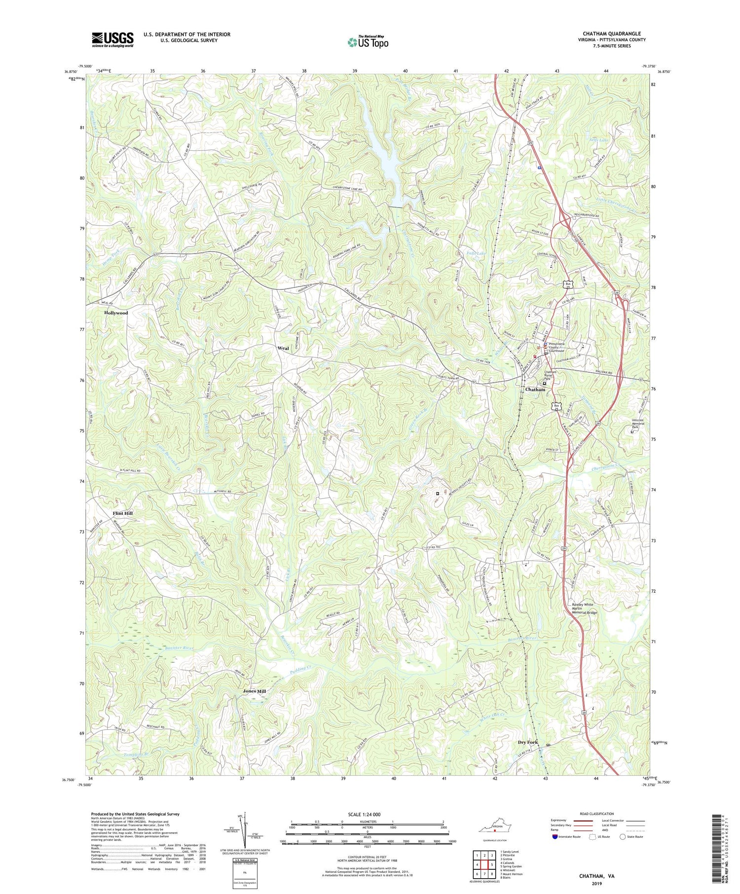 Chatham Virginia US Topo Map Image