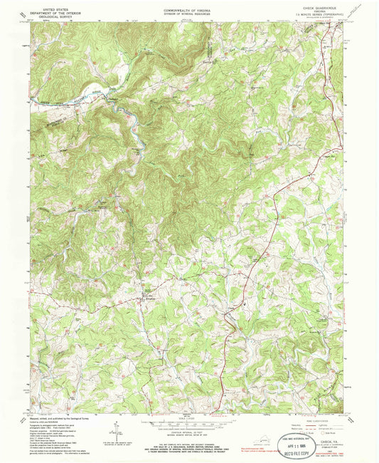Classic USGS Check Virginia 7.5'x7.5' Topo Map Image