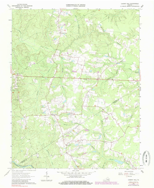 Classic USGS Cherry Hill Virginia 7.5'x7.5' Topo Map Image