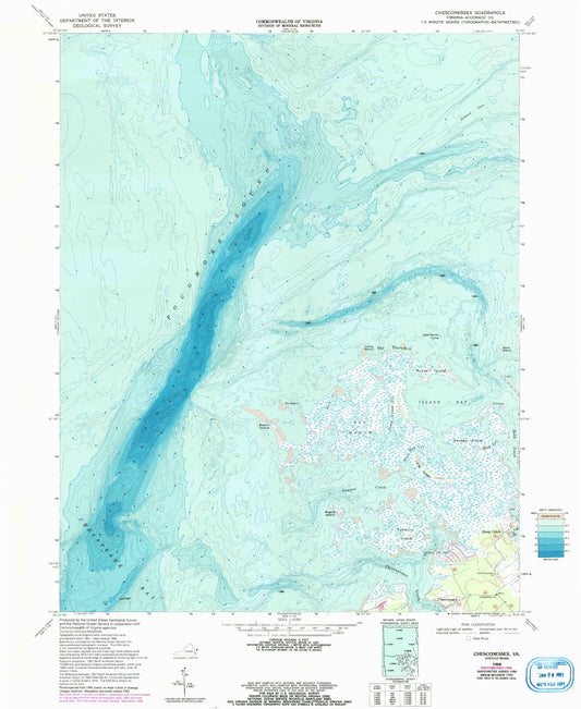 Classic USGS Chesconessex Virginia 7.5'x7.5' Topo Map Image