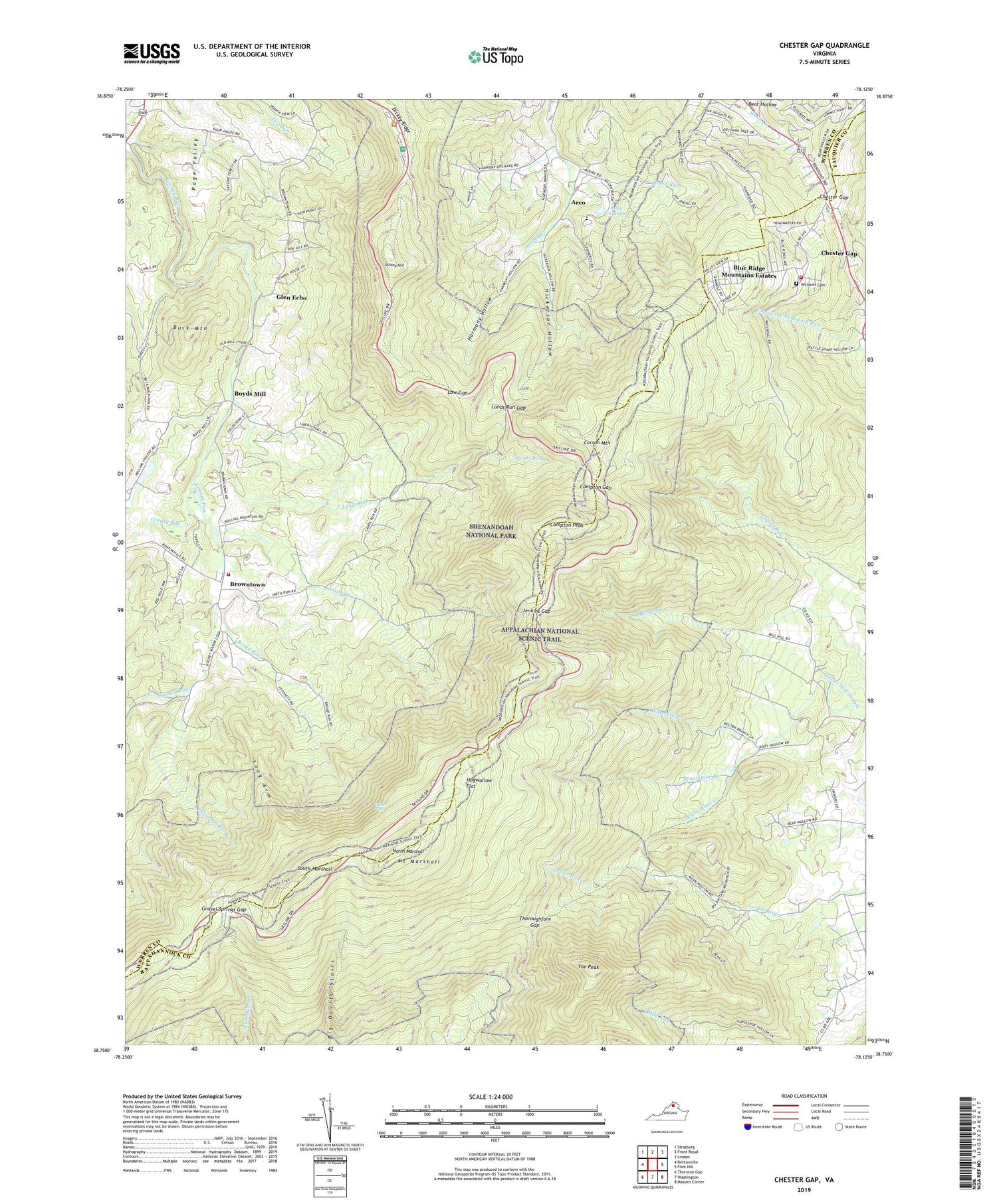 Chester Gap Virginia US Topo Map Image