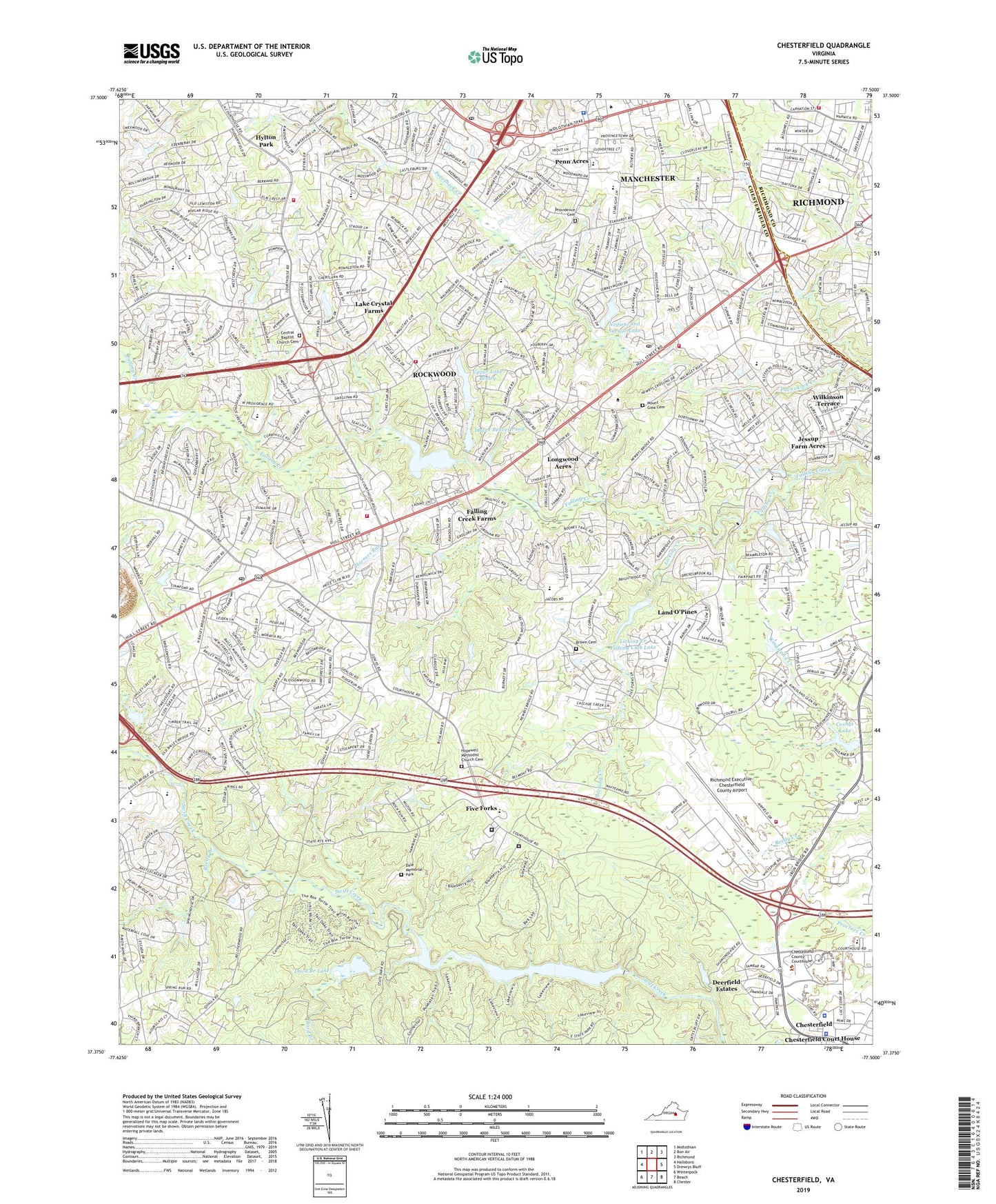 Chesterfield Virginia US Topo Map Image