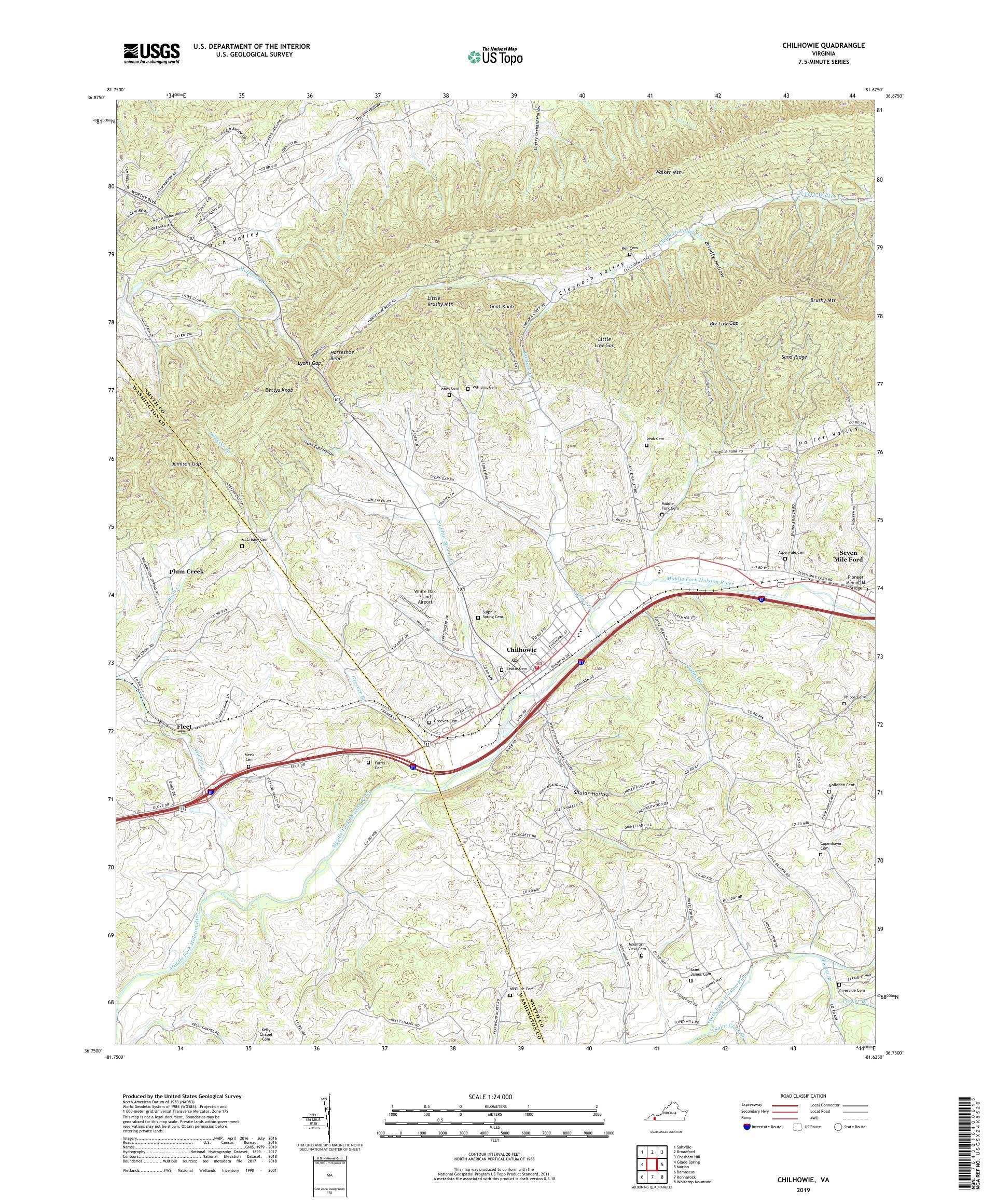 Chilhowie Virginia US Topo Map – MyTopo Map Store