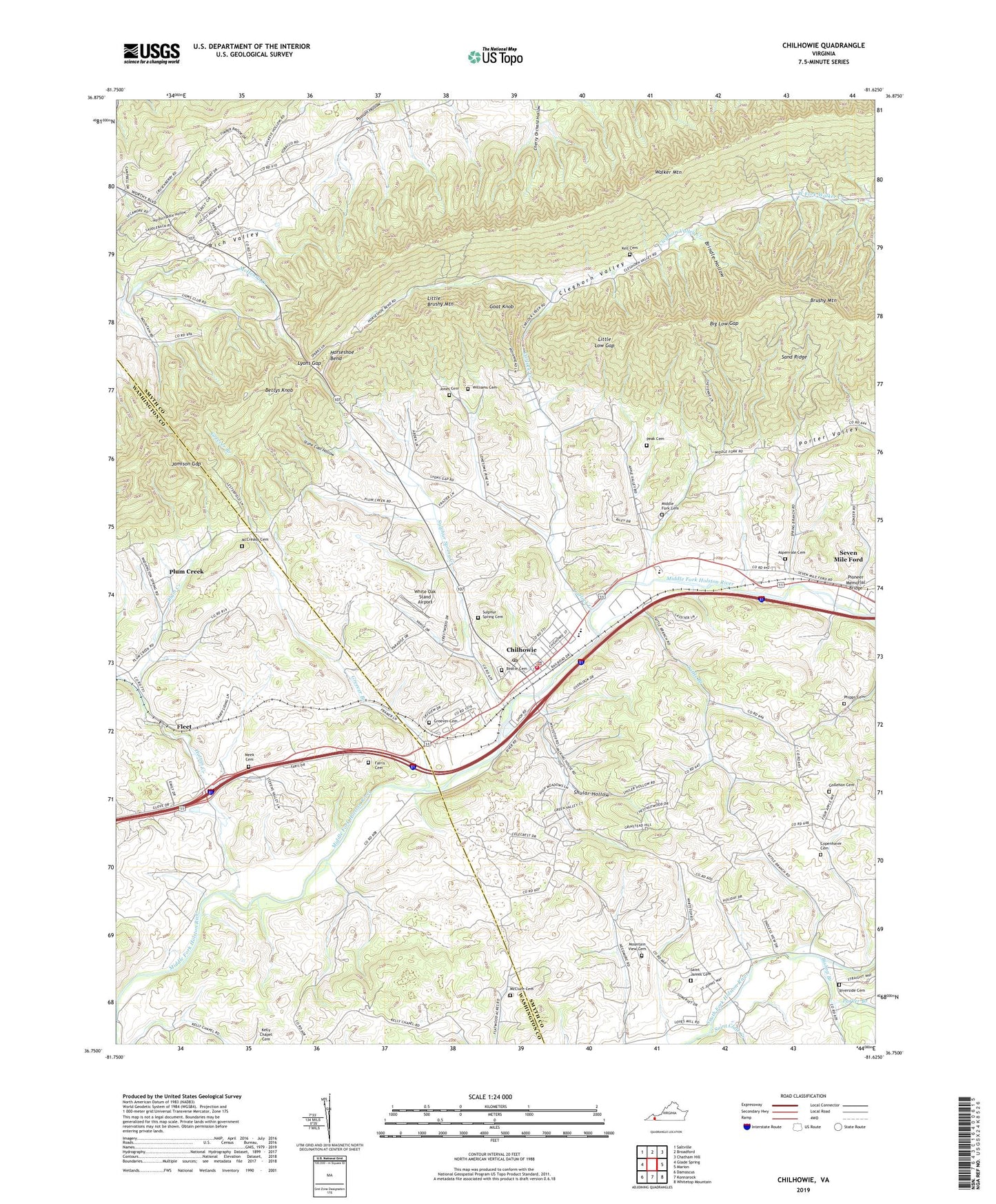 Chilhowie Virginia US Topo Map Image