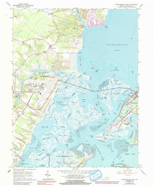 Classic USGS Chincoteague West Virginia 7.5'x7.5' Topo Map Image