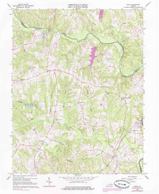 Classic USGS Chula Virginia 7.5'x7.5' Topo Map Image