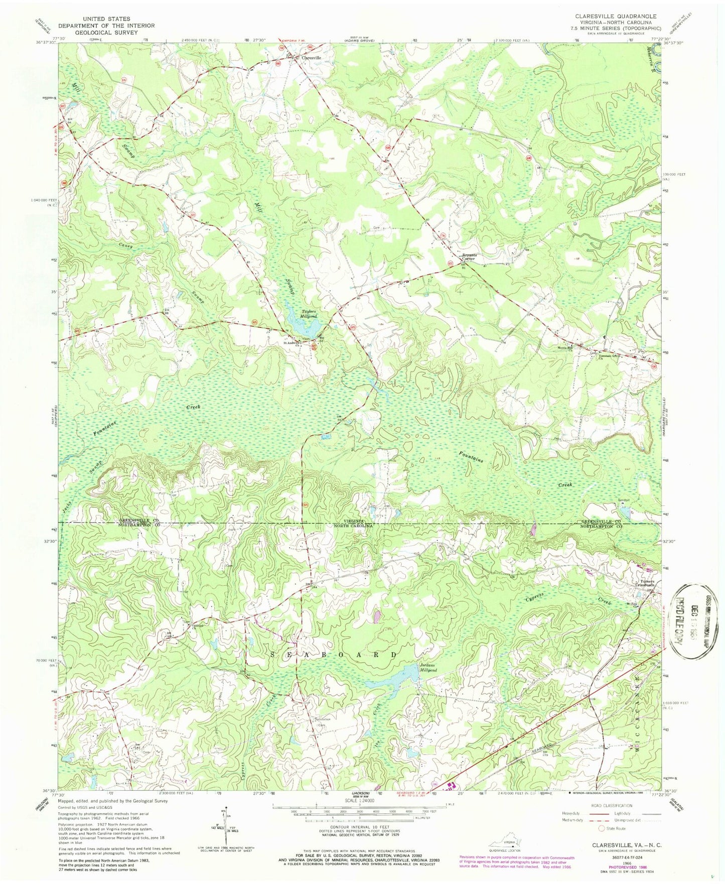 Classic USGS Claresville Virginia 7.5'x7.5' Topo Map Image