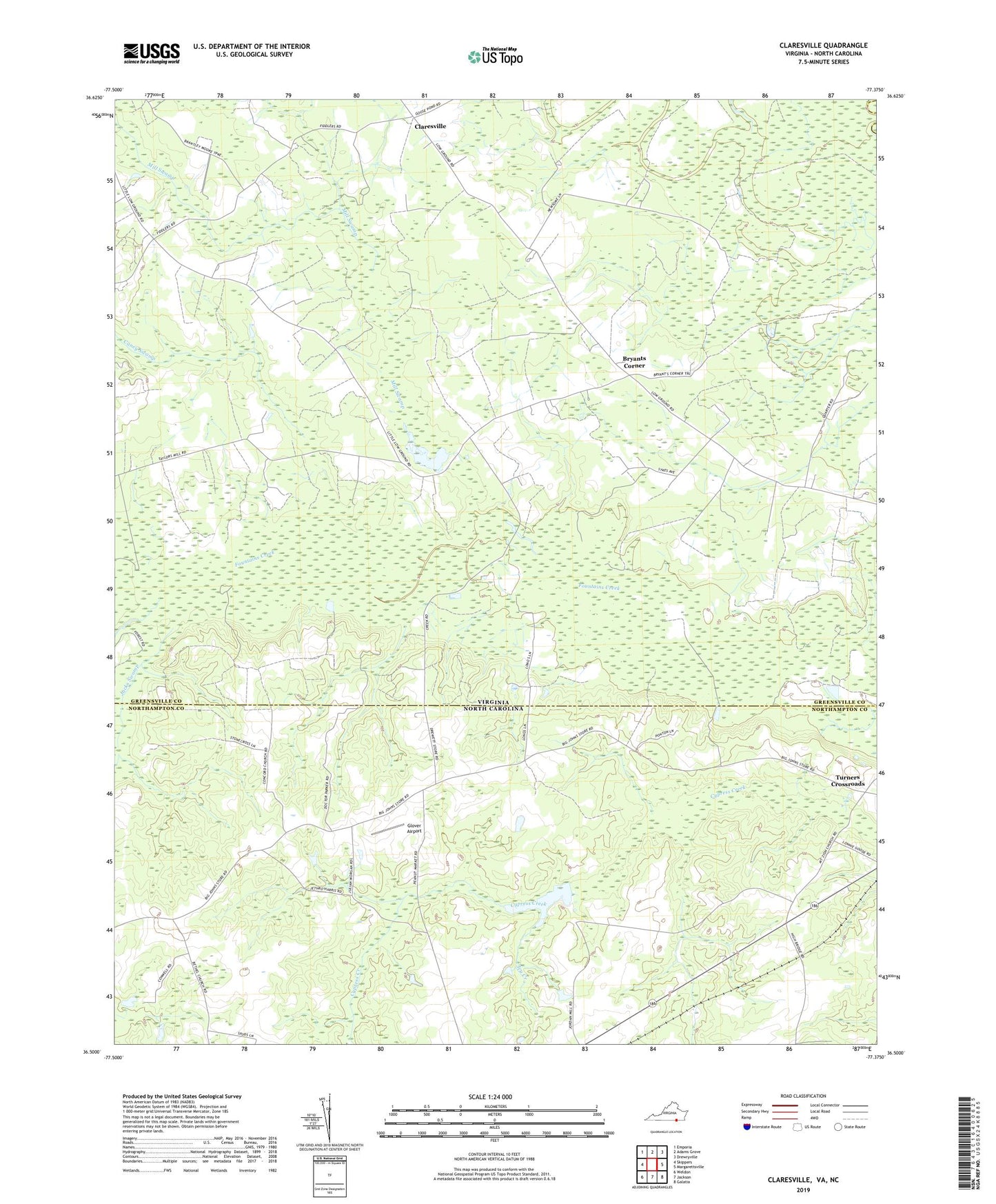 Claresville Virginia US Topo Map Image