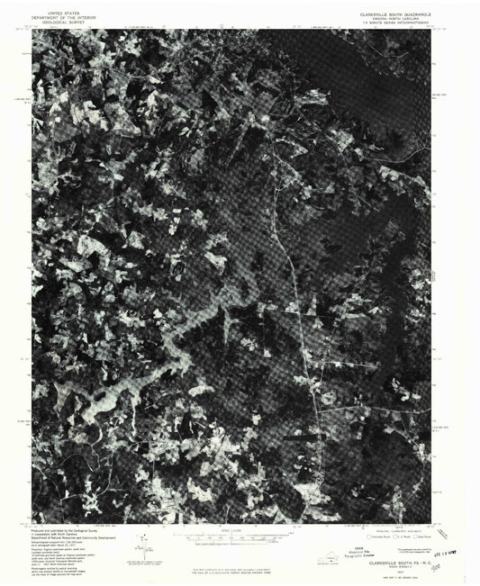 Classic USGS Clarksville South Virginia 7.5'x7.5' Topo Map Image