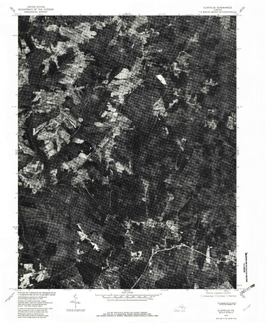 Classic USGS Clayville Virginia 7.5'x7.5' Topo Map Image
