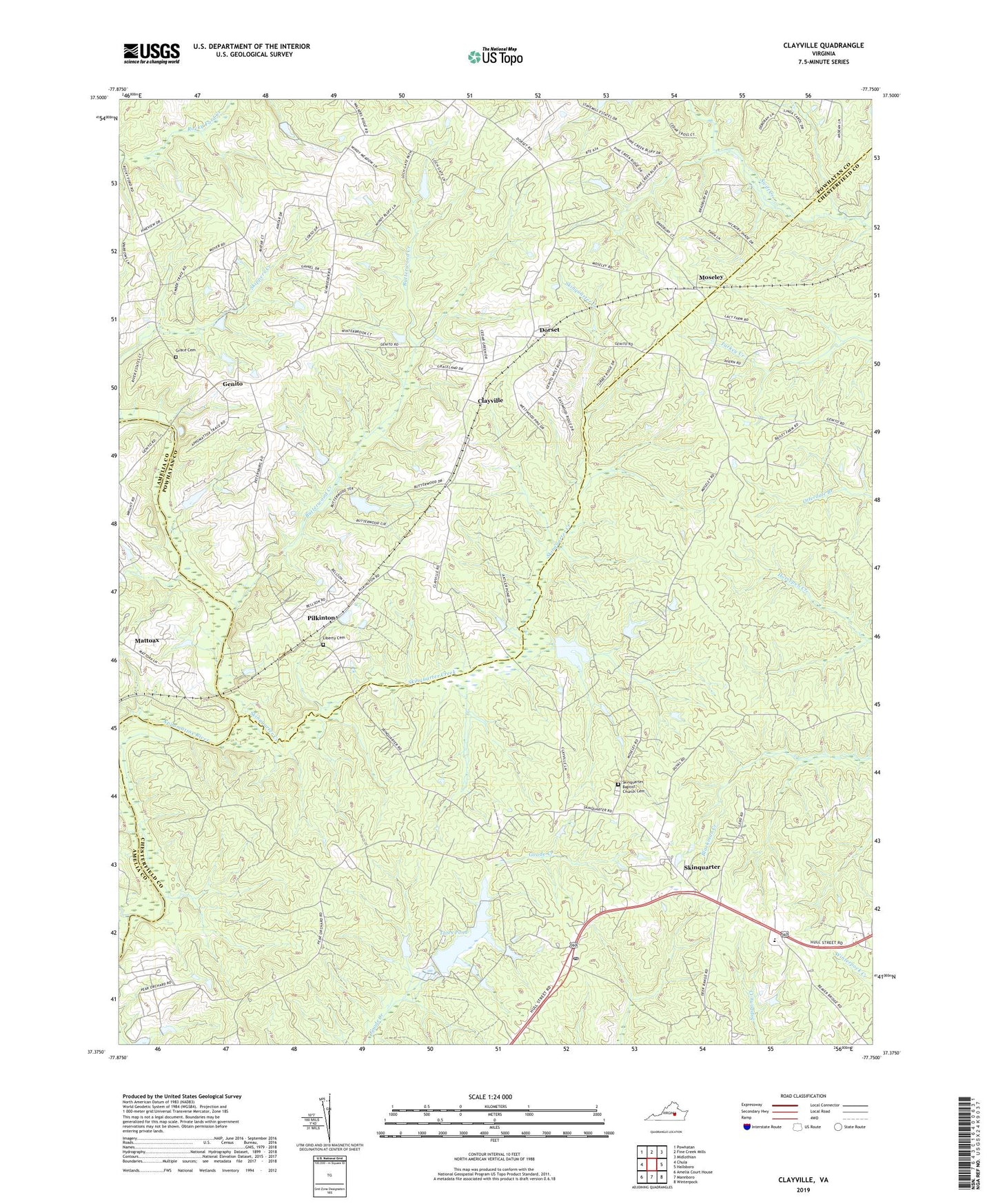 Clayville Virginia US Topo Map Image