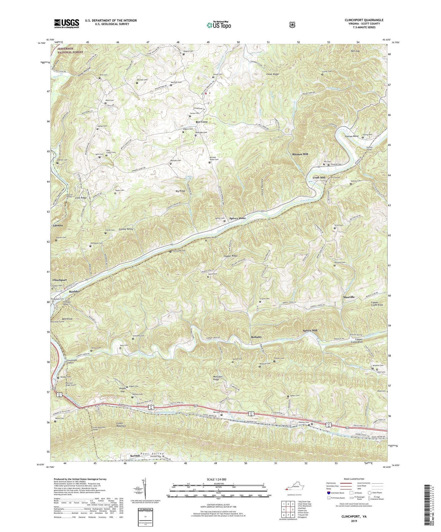Clinchport Virginia US Topo Map Image