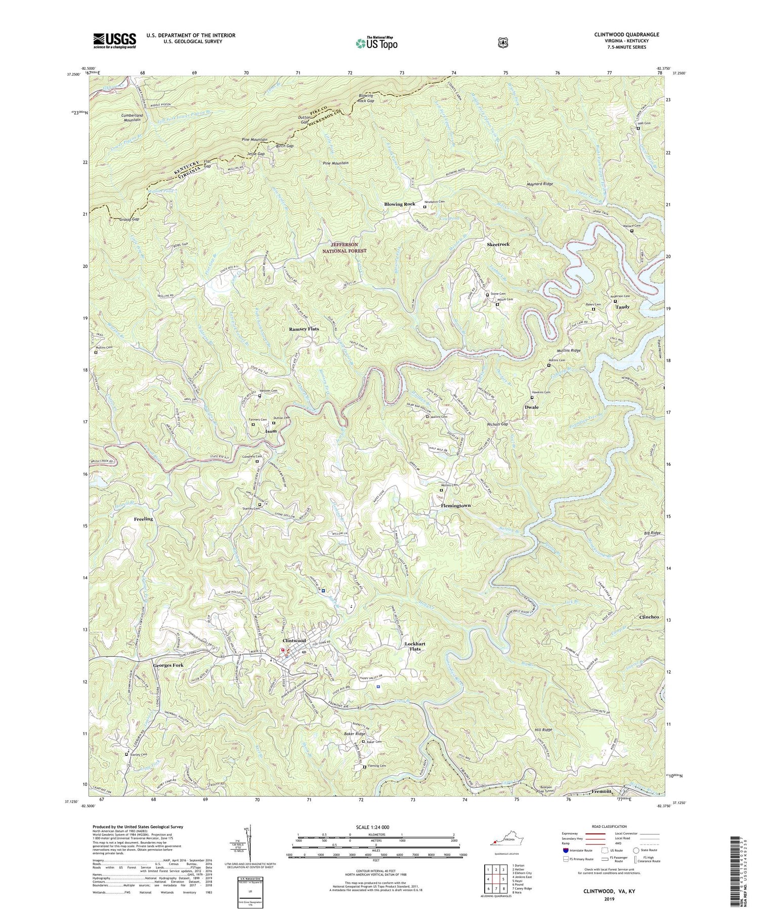 Clintwood Virginia US Topo Map Image