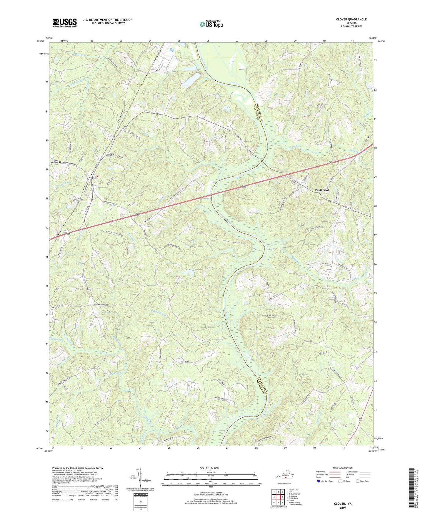 Clover Virginia US Topo Map Image