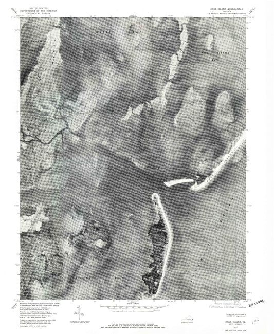 Classic USGS Cobb Island Virginia 7.5'x7.5' Topo Map Image