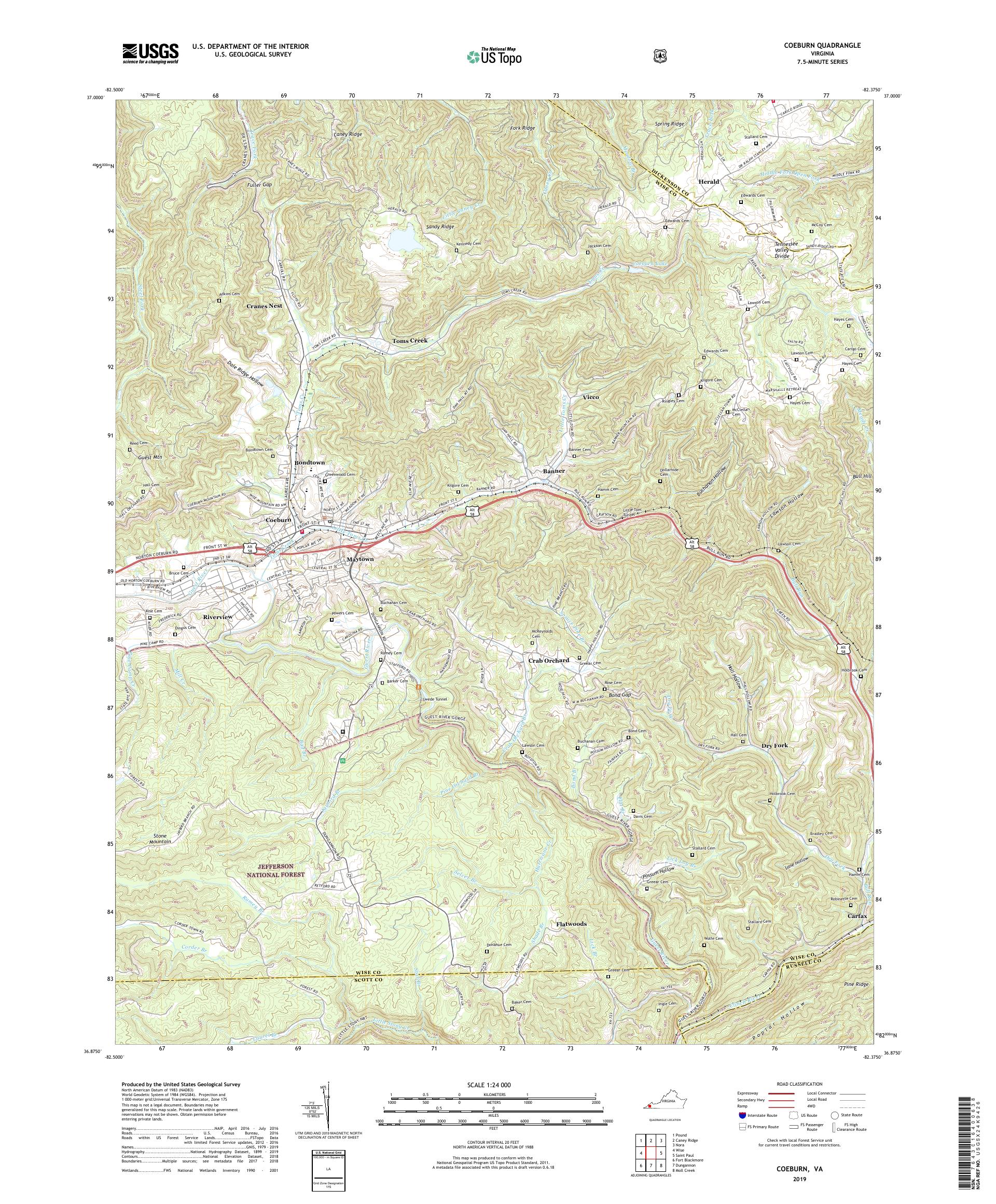 Coeburn Virginia Us Topo Map – Mytopo Map Store