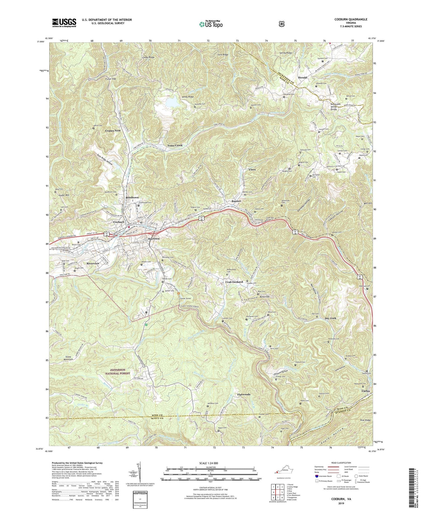 Coeburn Virginia US Topo Map Image