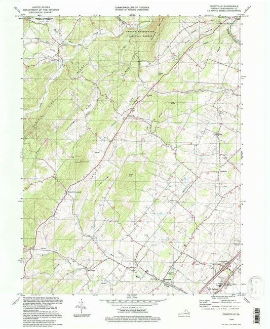 Classic USGS Conicville Virginia 7.5'x7.5' Topo Map Image