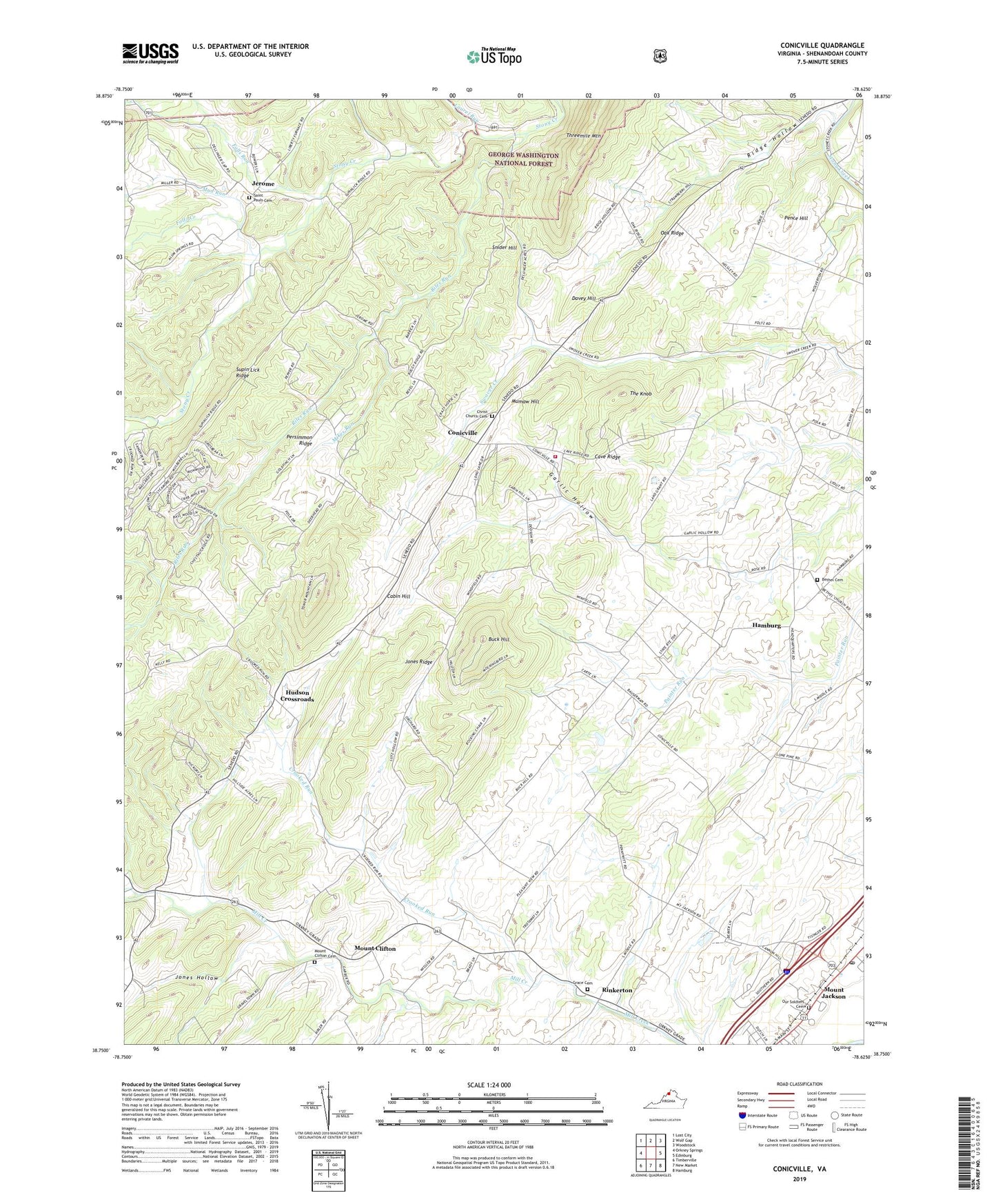 Conicville Virginia US Topo Map Image