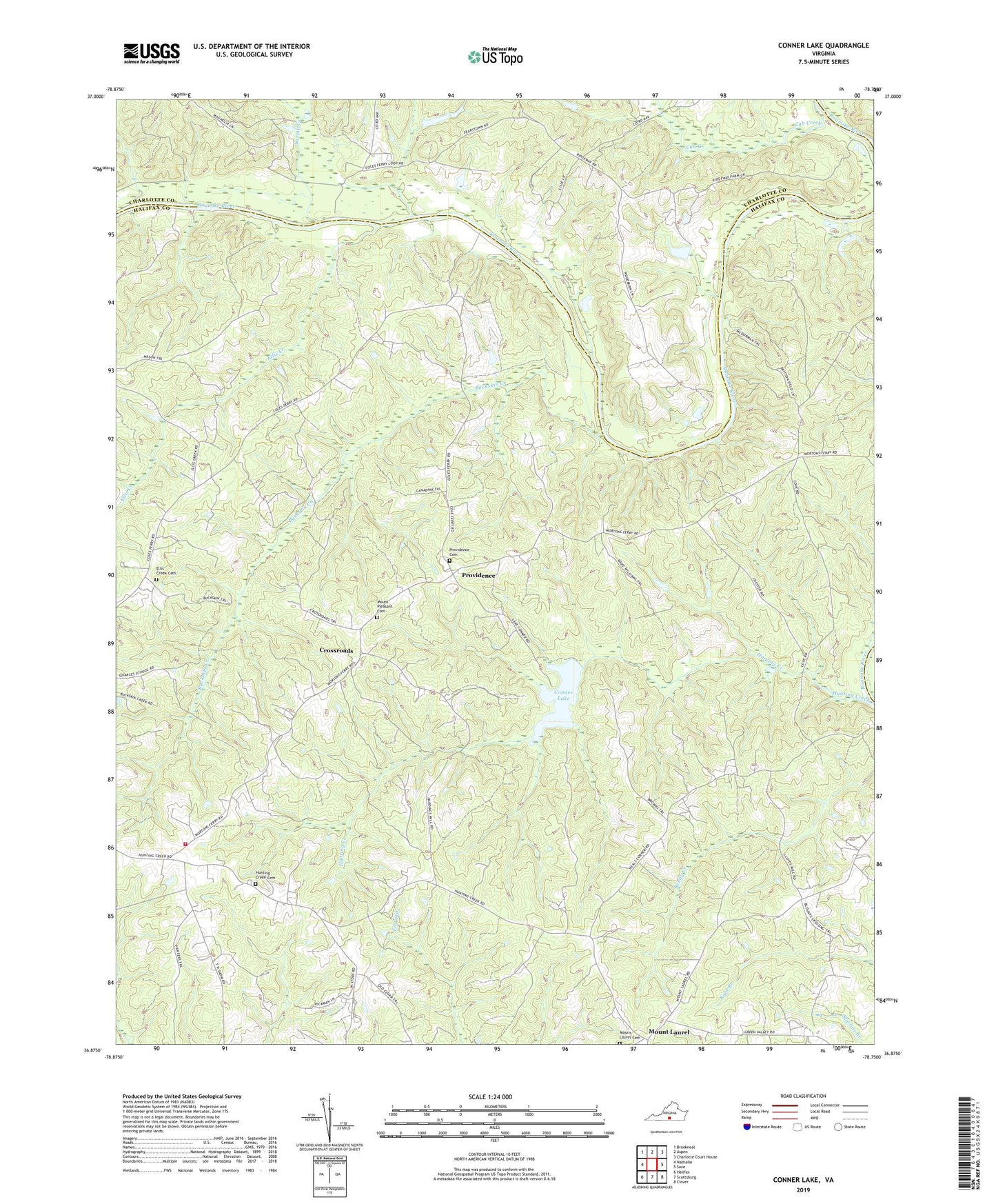 Conner Lake Virginia US Topo Map Image