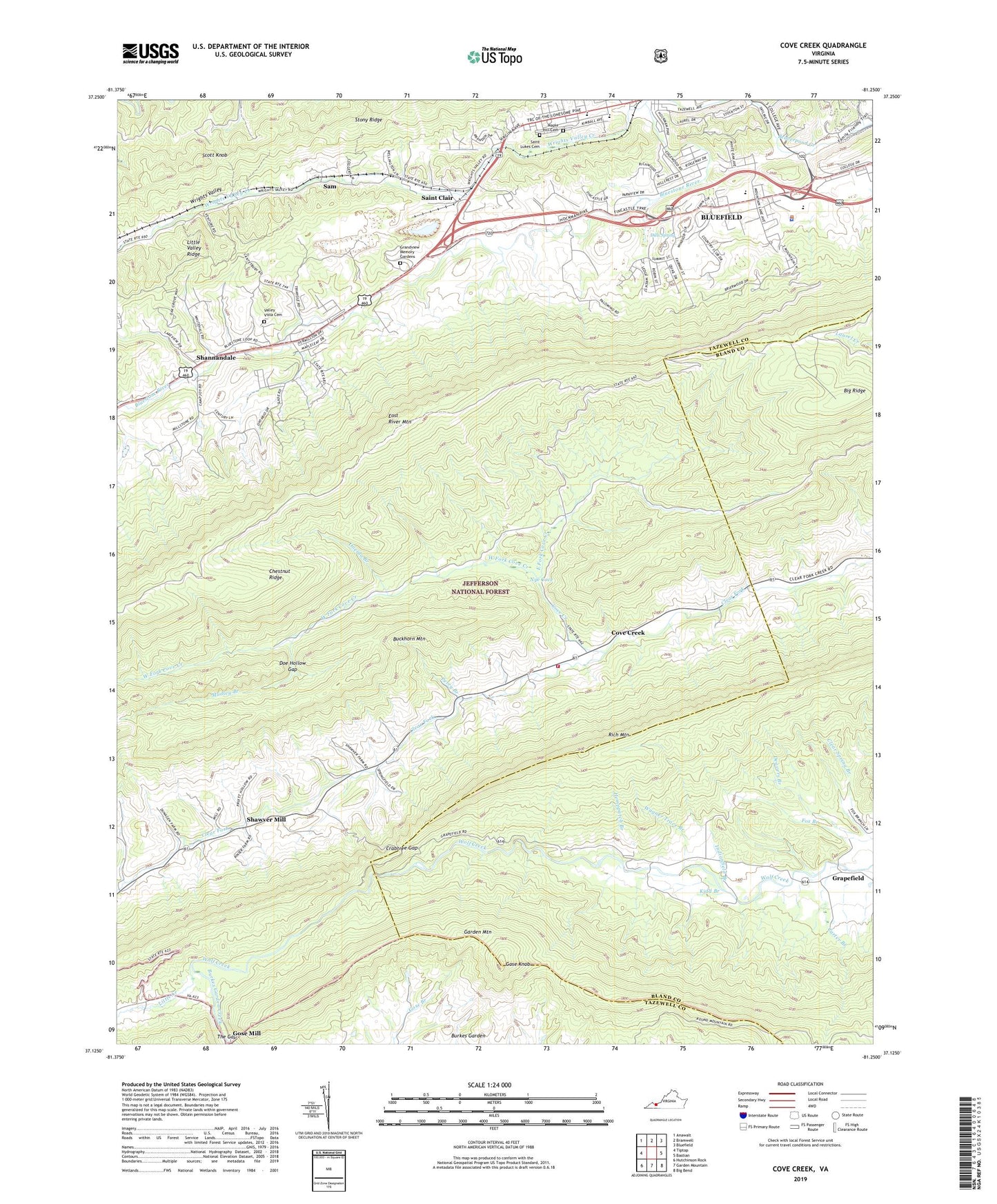 Cove Creek Virginia US Topo Map Image