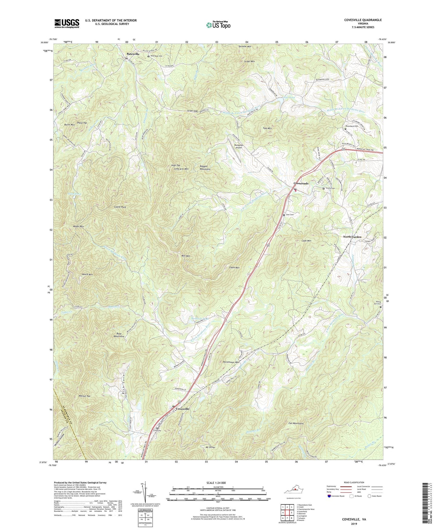 Covesville Virginia US Topo Map Image