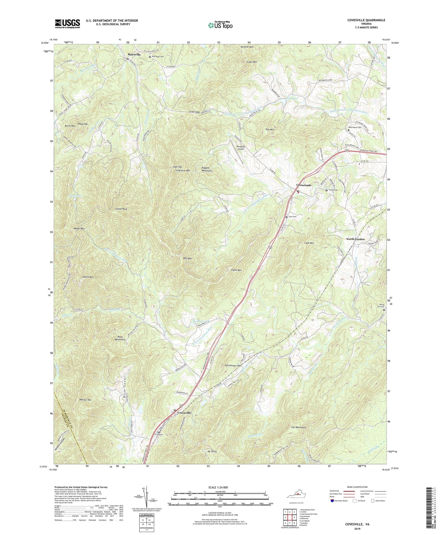 Covesville Virginia US Topo Map Image