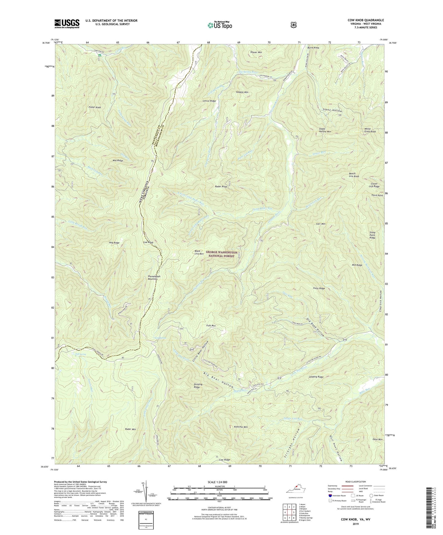 Cow Knob Virginia US Topo Map Image