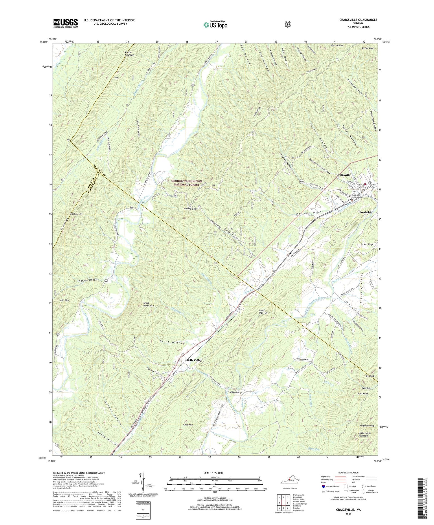 Craigsville Virginia US Topo Map Image