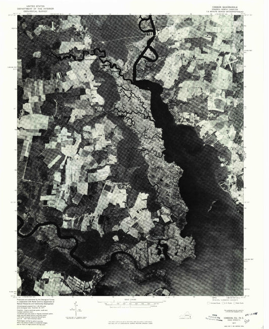 Classic USGS Creeds Virginia 7.5'x7.5' Topo Map Image