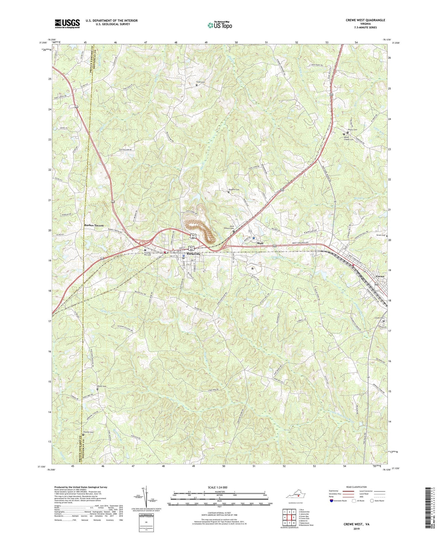 Crewe West Virginia US Topo Map Image