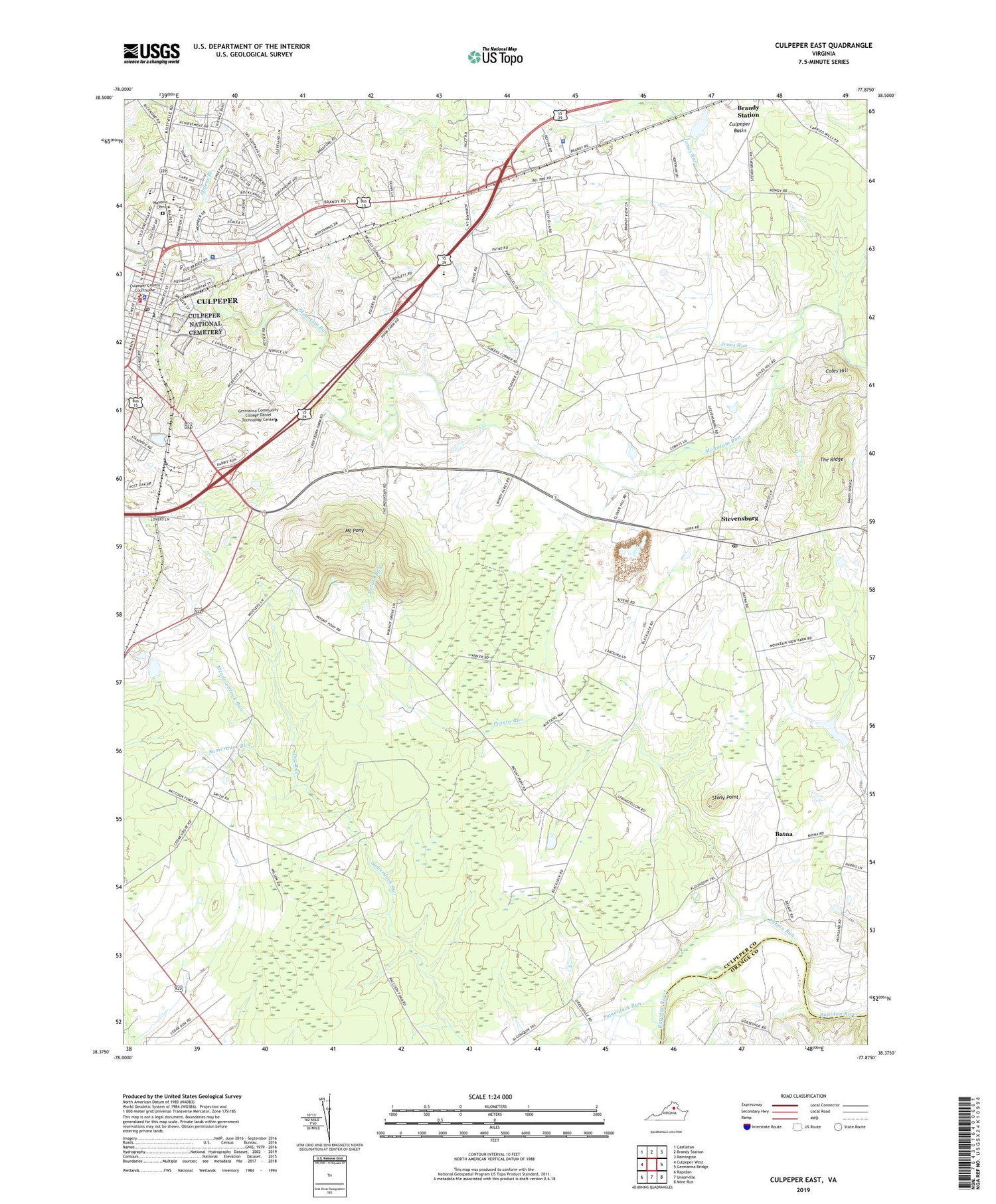 Culpeper East Virginia US Topo Map Image