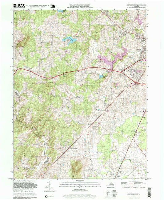 Classic USGS Culpeper West Virginia 7.5'x7.5' Topo Map Image