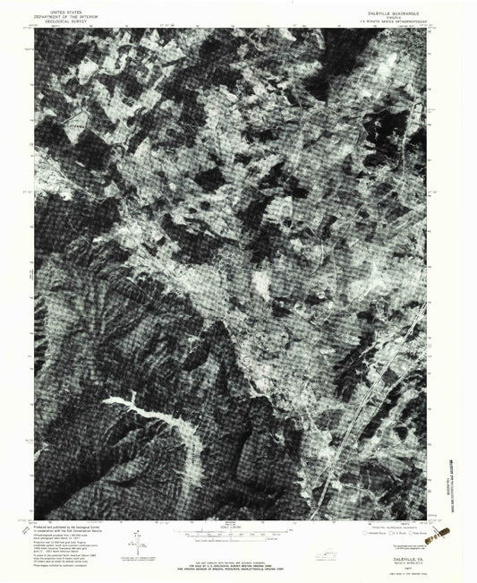 Classic USGS Daleville Virginia 7.5'x7.5' Topo Map Image