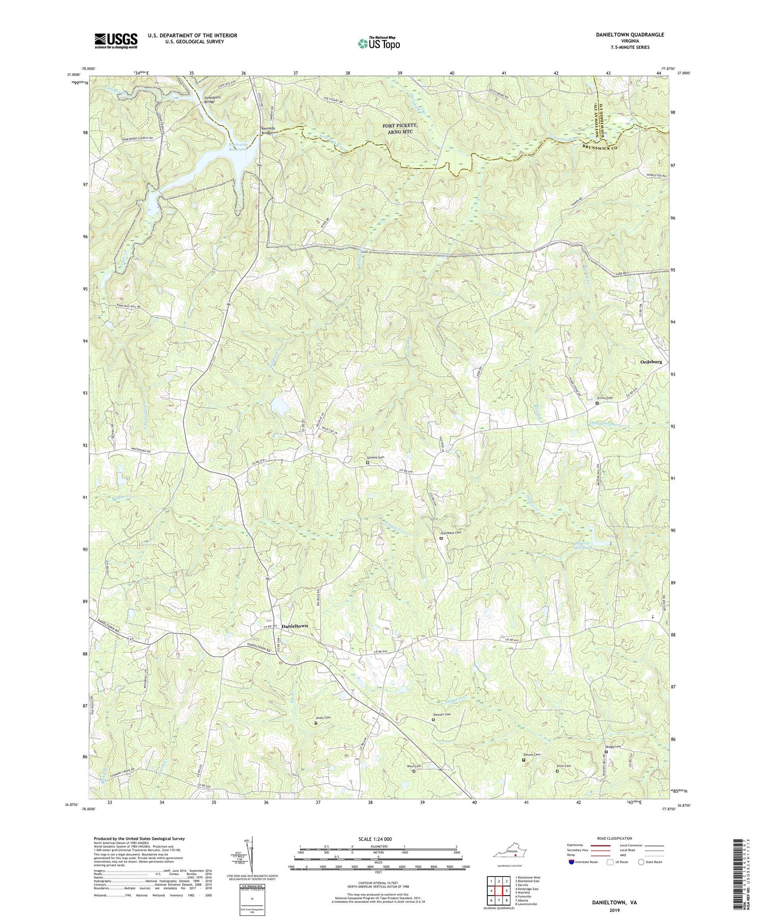 Danieltown Virginia US Topo Map Image