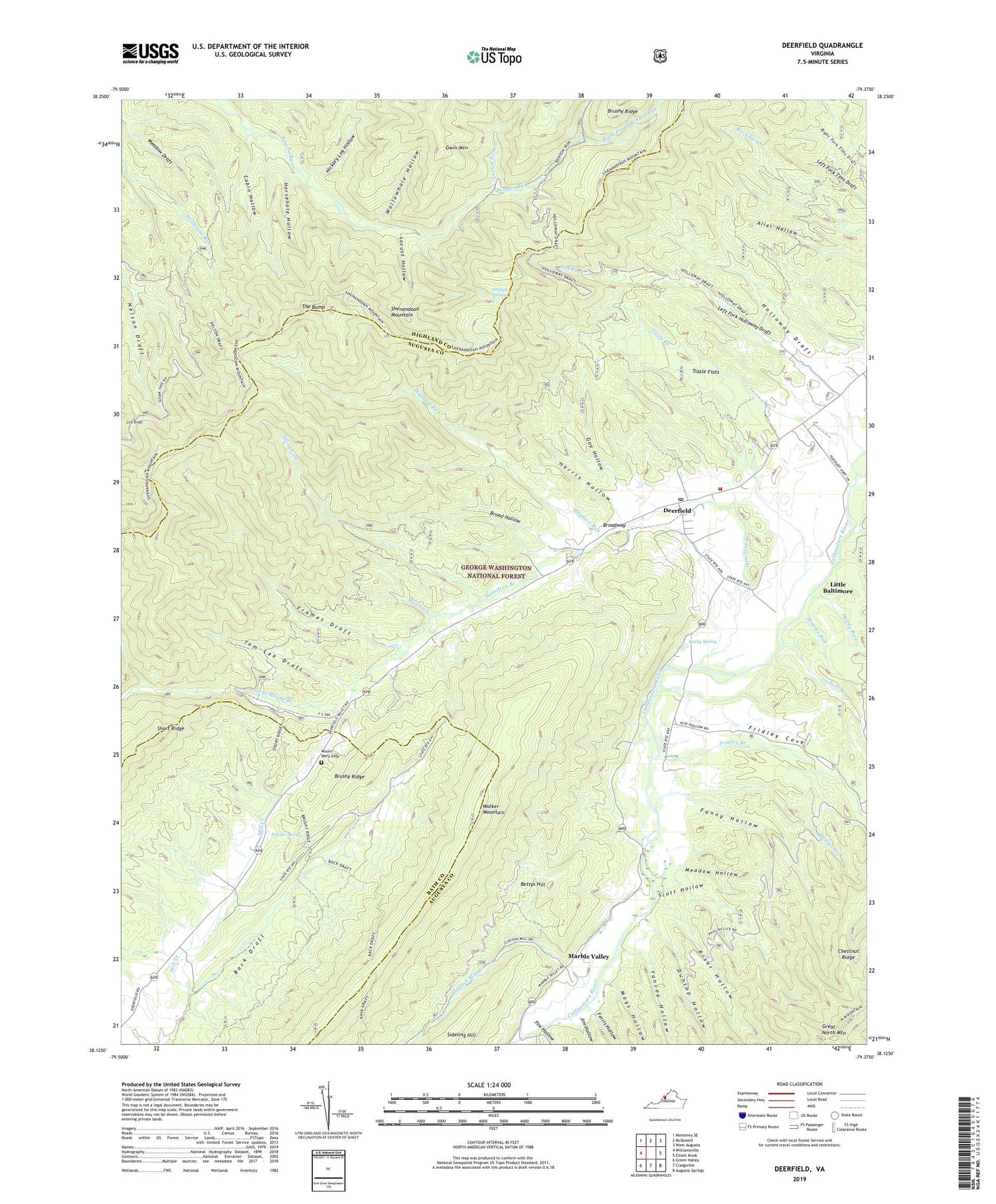 Deerfield Virginia US Topo Map Image