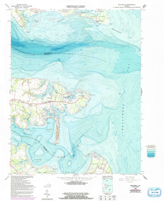 Classic USGS Deltaville Virginia 7.5'x7.5' Topo Map Image