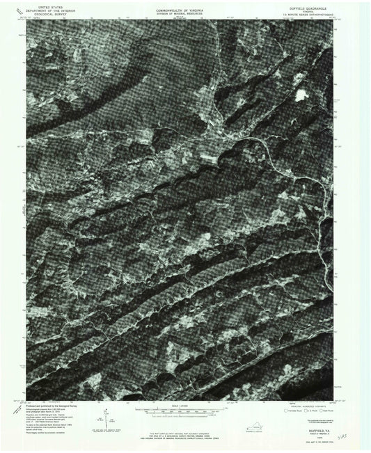 Classic USGS Duffield Virginia 7.5'x7.5' Topo Map Image