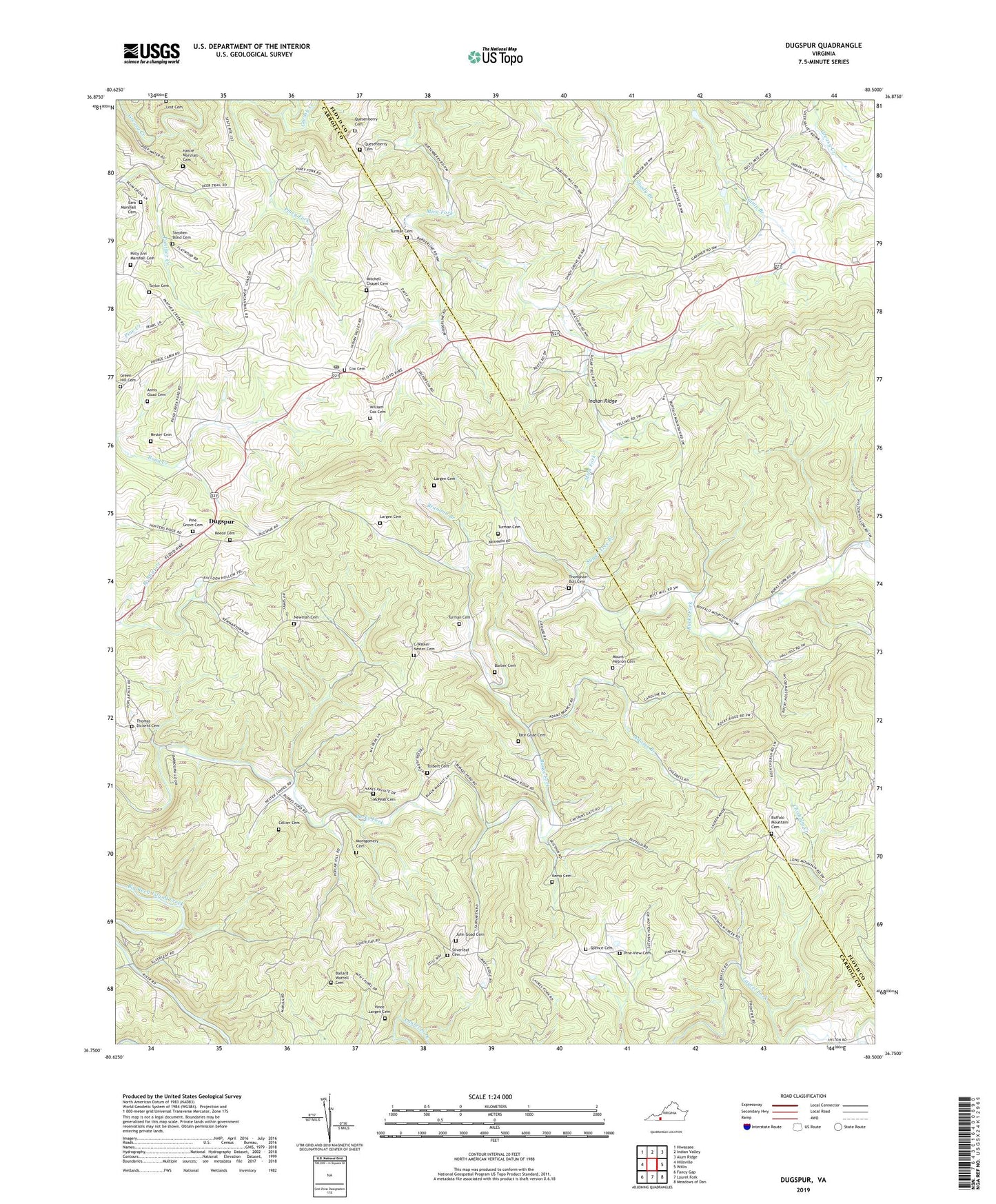 Dugspur Virginia US Topo Map Image