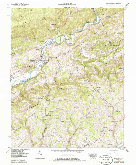 Classic USGS Dungannon Virginia 7.5'x7.5' Topo Map Image