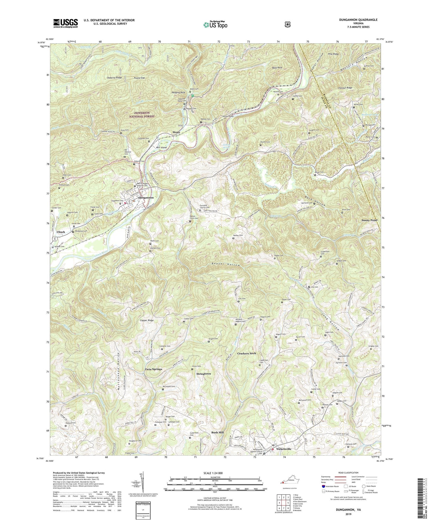 Dungannon Virginia US Topo Map Image