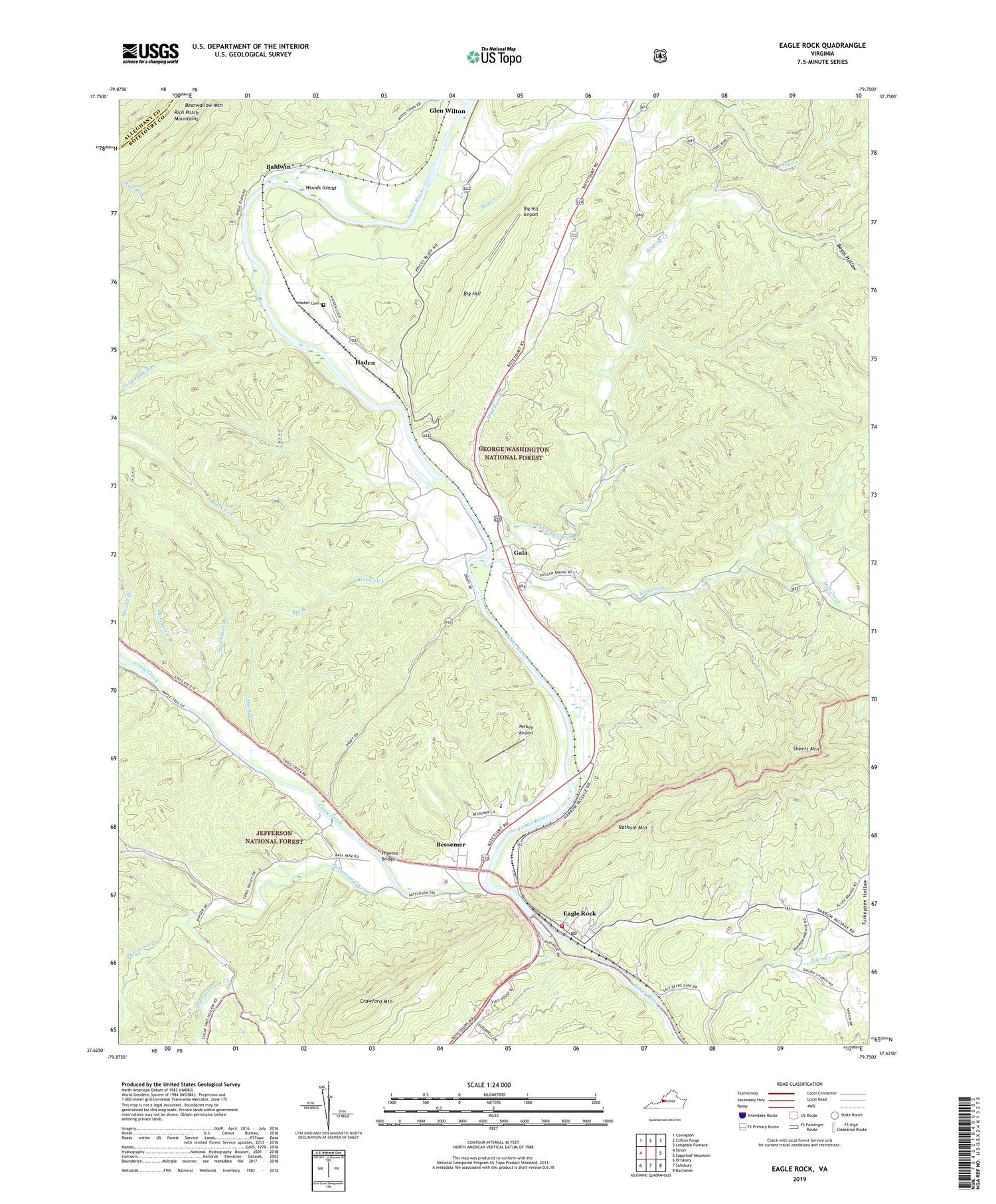 Eagle Rock Virginia US Topo Map Image