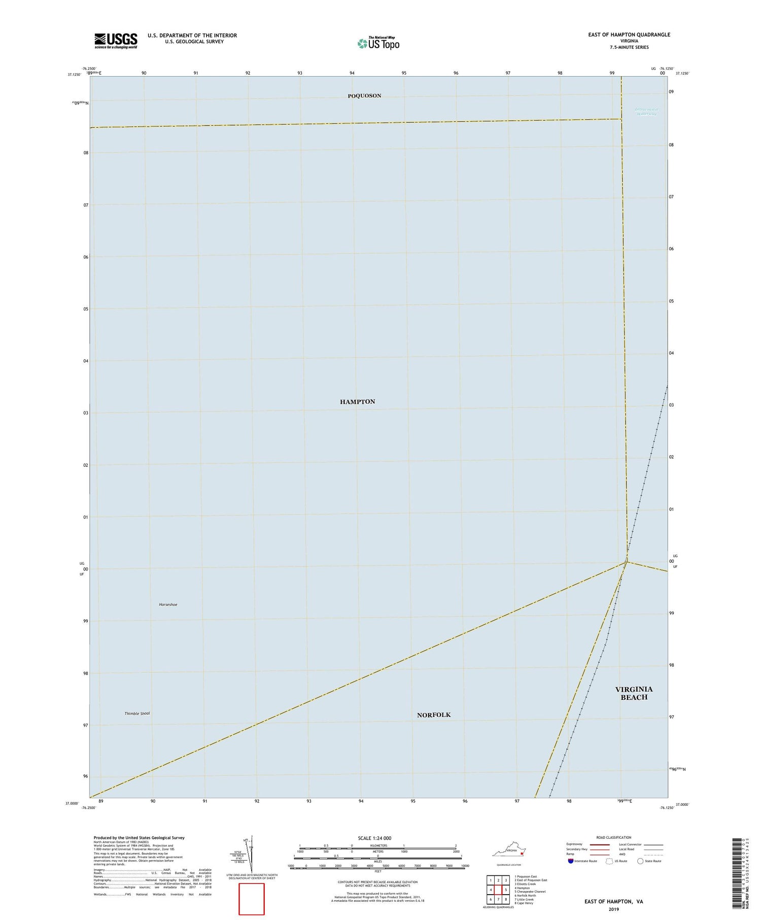 East of Hampton Virginia US Topo Map Image