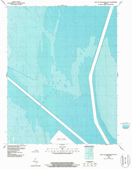 Classic USGS East of Poquoson East Virginia 7.5'x7.5' Topo Map Image